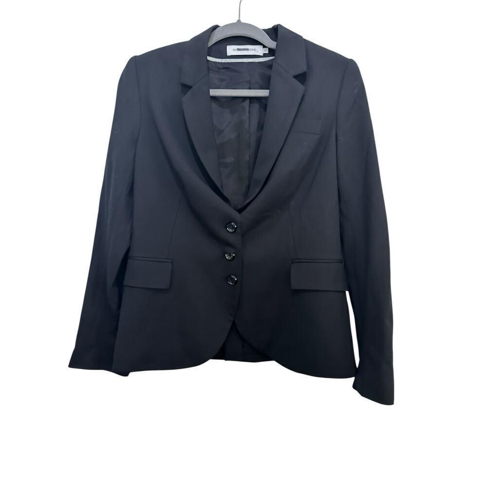 Anne Fontaine Women's Black Wool Blended Double Breasted Blazer Coat Size 42